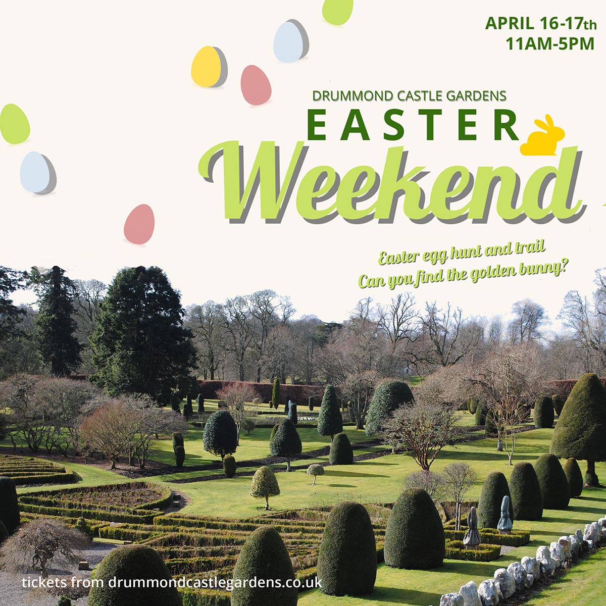 Drummond Castle Gardens Easter Weekend Poster 2022